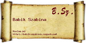 Babik Szabina névjegykártya